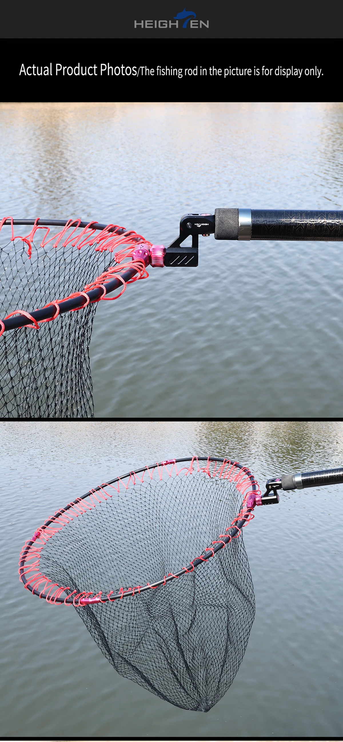 HEIGHTEN Folding Landing Net Head with Balance, Aviation Aluminum Quick Assembly Net Frame with Net Bag
