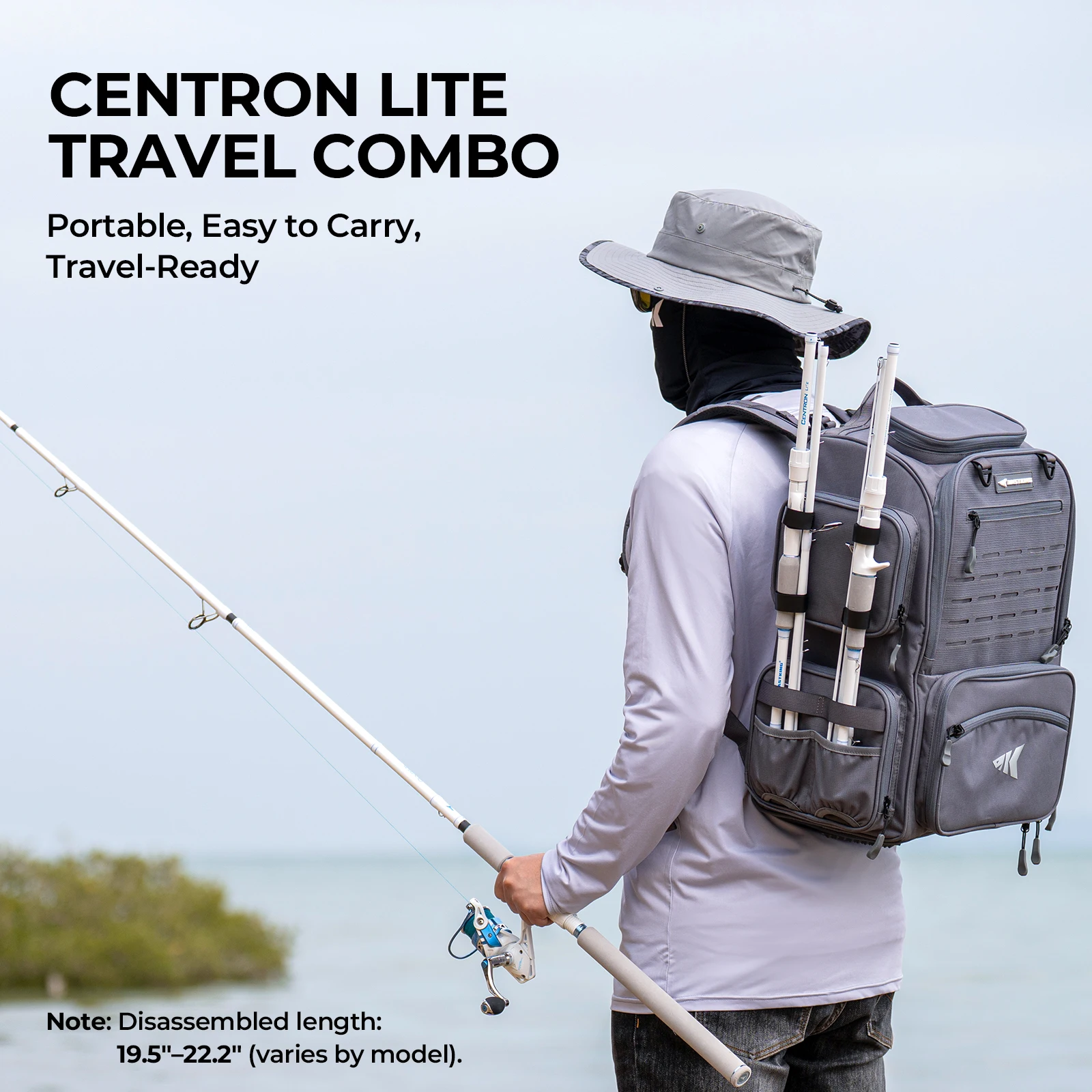 KastKing Centron Lite Spinning Combo Travel Fishing Rod & Reel Packable Spinning Combos Lightweight IM6 Graphite Multi-Piece Kit