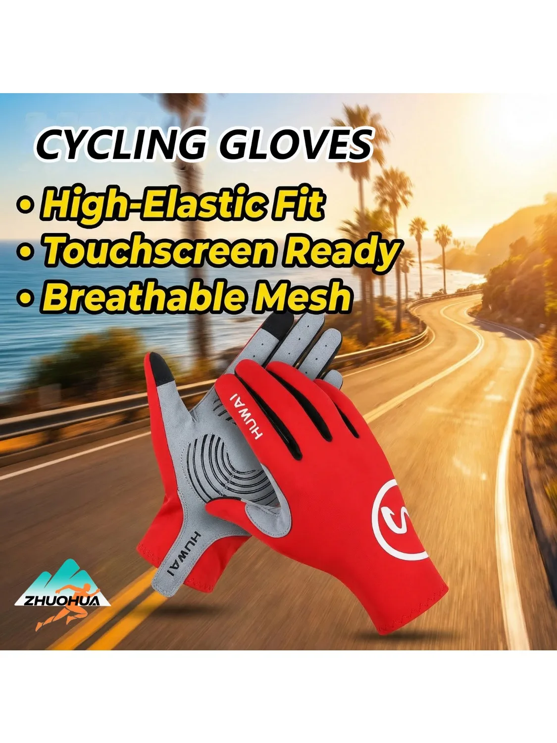 ZHUOHUA Summer Ice Silk Cycling Gloves Breathable Sun Protection Half Finger Fishing Gloves for Outdoor Riding Fishing Driving