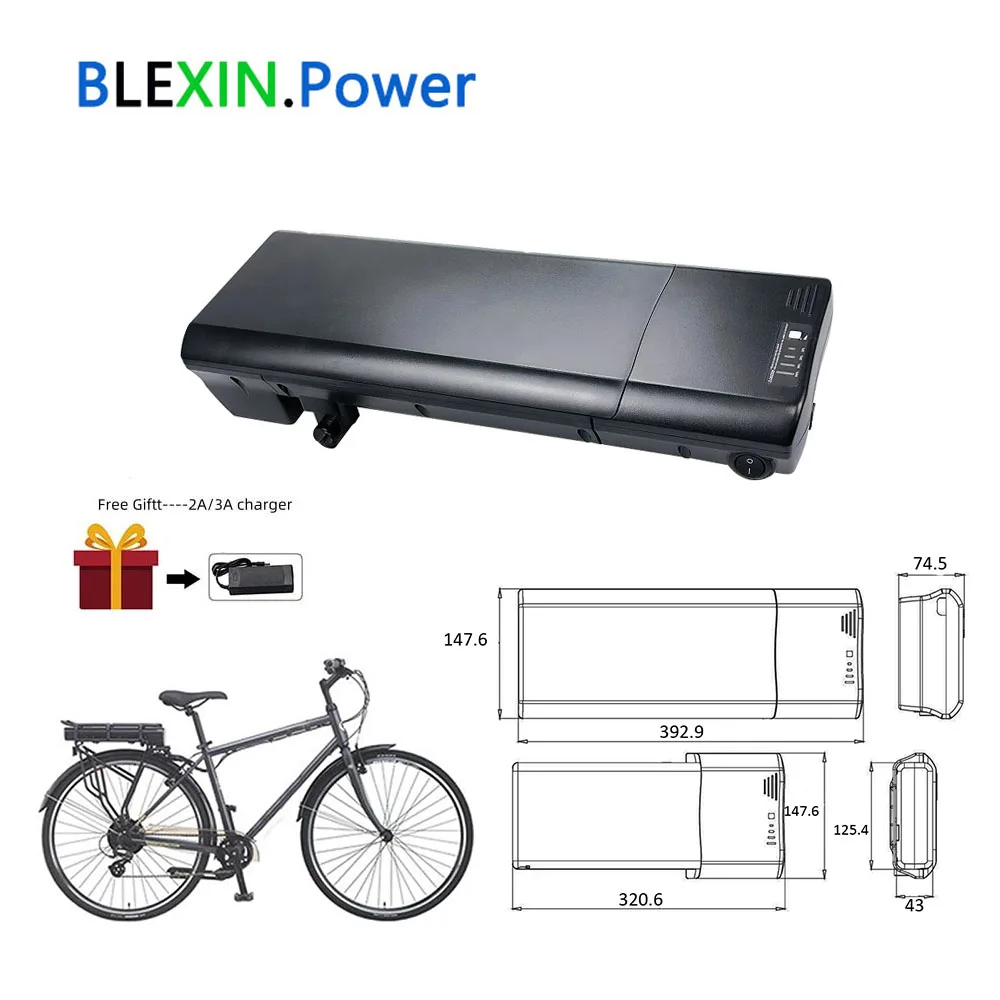 36V Rear Rack Ebike Battery 36V 10.4Ah 12.8Ah 14Ah Move CRS 100 Ansmann Replacement Battery for MIFA Rehberg Zündapp Victoria