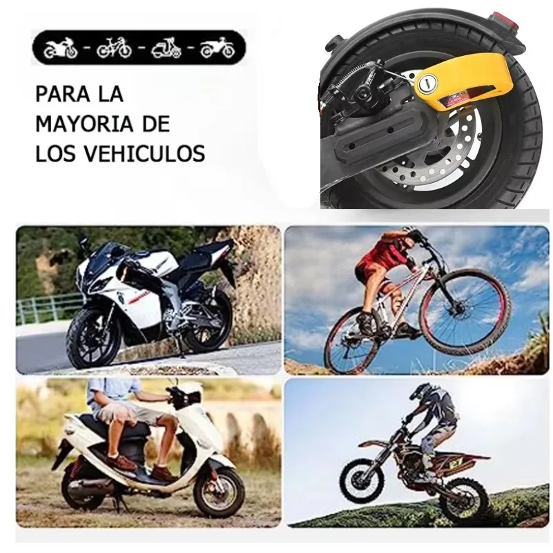 Scooter Motorcycle Bicycle Alarm Lock Wheel Disc Brake Waterproof Anti-Theft Aluminum Alloy Safety Brake Lock Moto Aaccessories