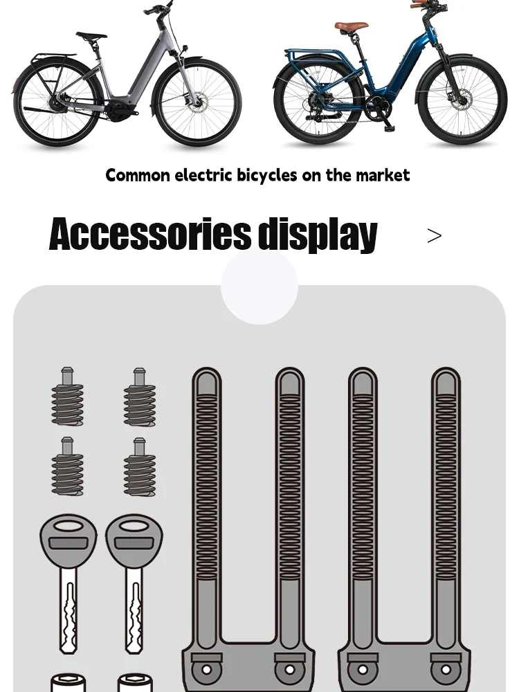 ETOOK Bicycle Horseshoe Lock Anti-Drill Bicycle Frame Wheel Clamp Lock Hardened Steel Anti-theft Bike Lock for 3" Fat Tire Bike