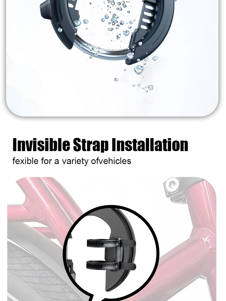 ETOOK Bicycle Horseshoe Lock Anti-Drill Bicycle Frame Wheel Clamp Lock Hardened Steel Anti-theft Bike Lock for 3" Fat Tire Bike