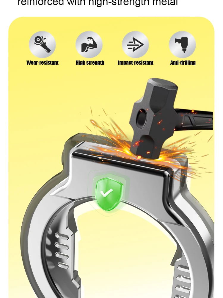ETOOK Bicycle Horseshoe Lock Anti-Drill Bicycle Frame Wheel Clamp Lock Hardened Steel Anti-theft Bike Lock for 3" Fat Tire Bike