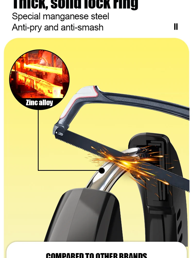 ETOOK Bicycle Horseshoe Lock Anti-Drill Bicycle Frame Wheel Clamp Lock Hardened Steel Anti-theft Bike Lock for 3" Fat Tire Bike
