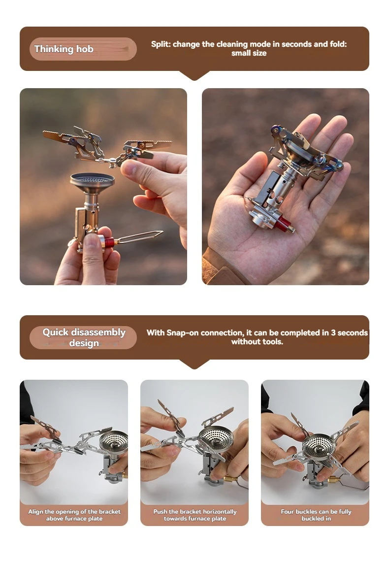 CAMPINGMOON XT-2F Xuanfeng Titanium Rocket Stove Portable Mini Camping Gas Burner Stable Voltage Output Outdoor Cooking Furnace