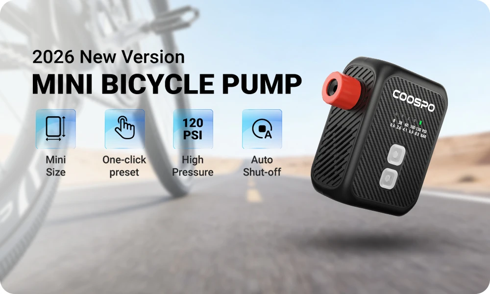 COOSPO AP-E1 Electric Air Pump Portable Inflator 120PSI MTB Road Bike Accessories for Bike Schrader Presta Tires
