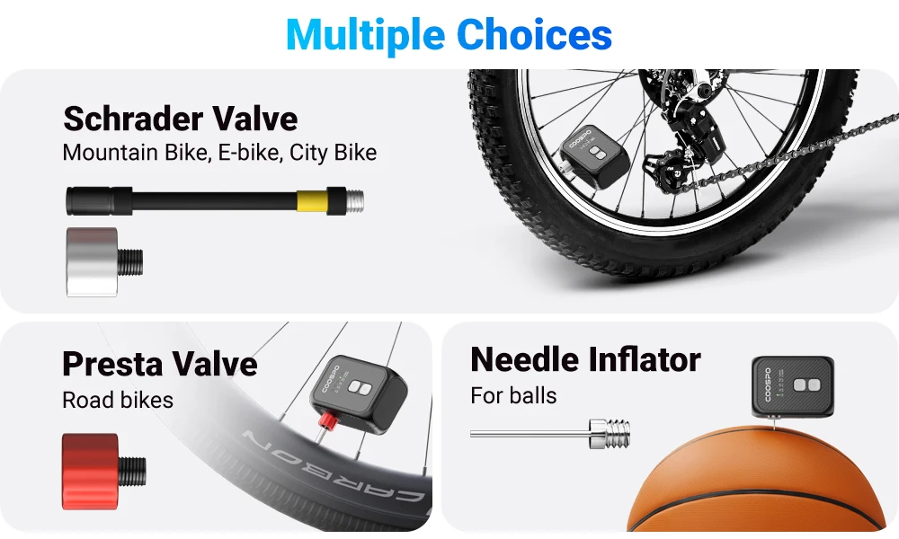 COOSPO AP-E1 Electric Air Pump Portable Inflator 120PSI MTB Road Bike Accessories for Bike Schrader Presta Tires
