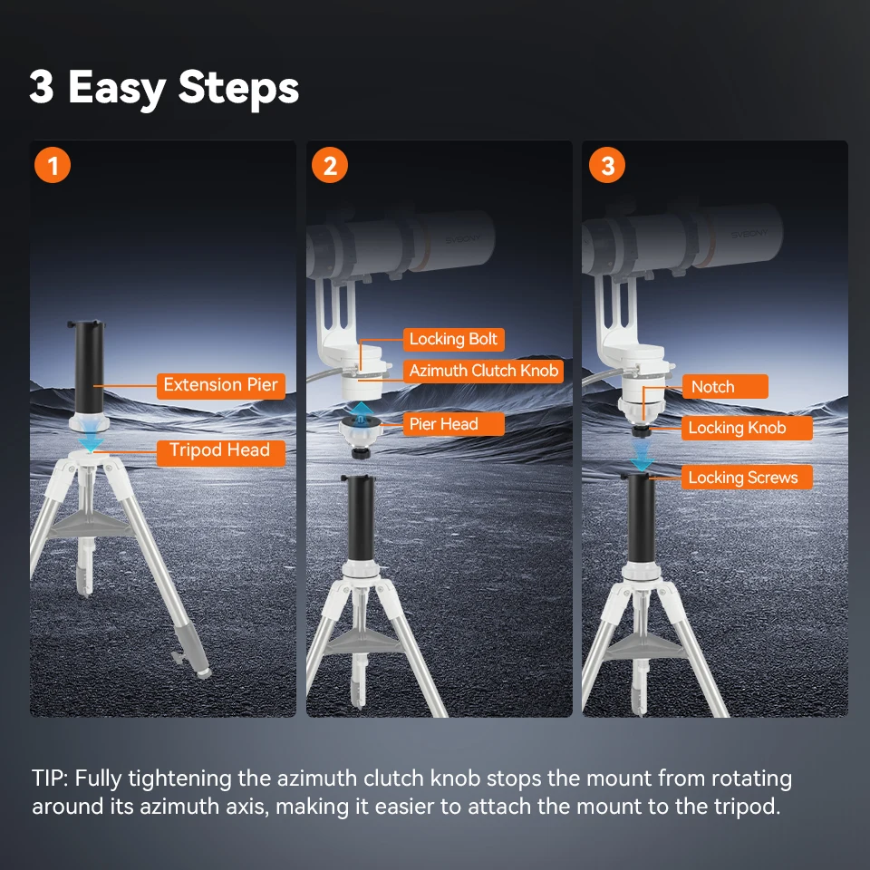Svbony SV225H Telescope Tripod Riser Azimuth Mount Riser Compatible with Mainstream Alt-Azimuth Astronomical Mounts