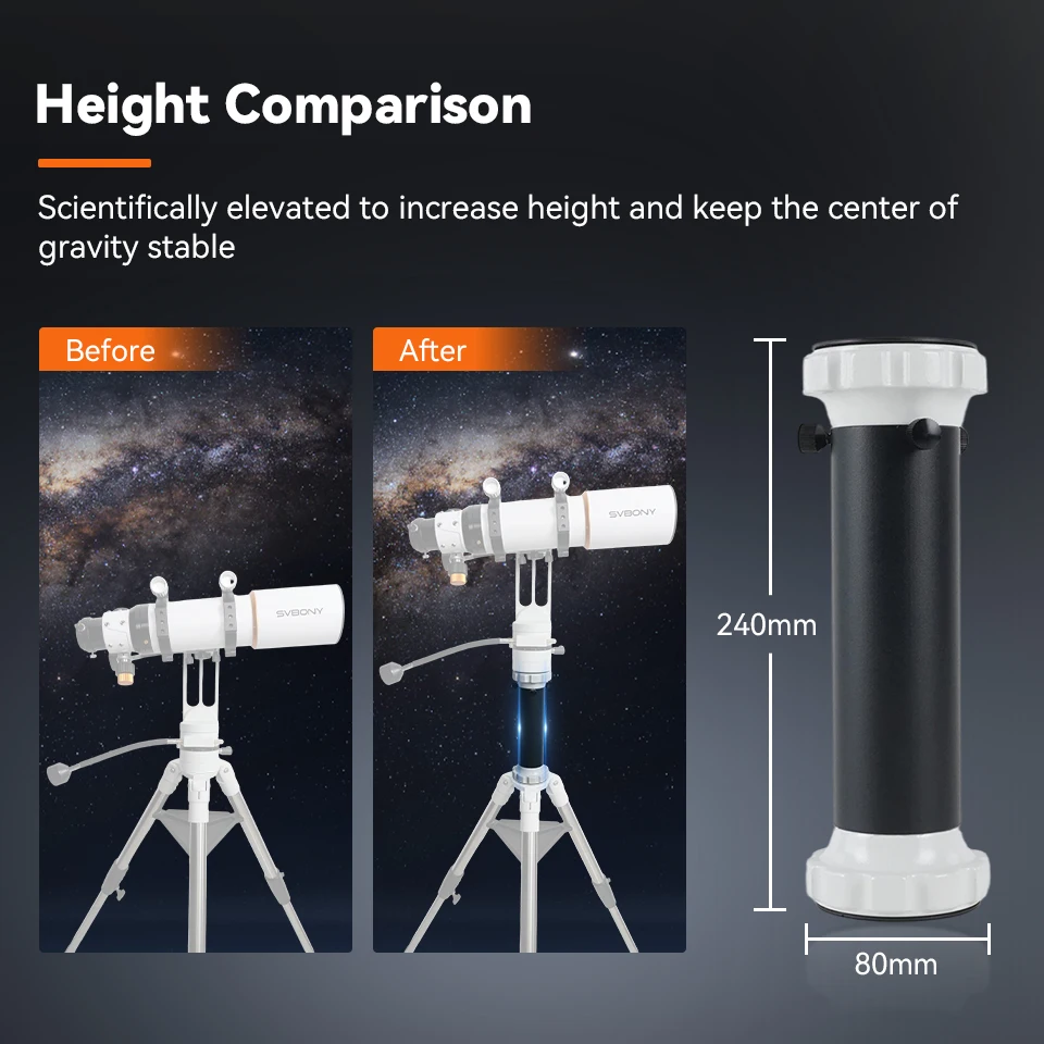 Svbony SV225H Telescope Tripod Riser Azimuth Mount Riser Compatible with Mainstream Alt-Azimuth Astronomical Mounts