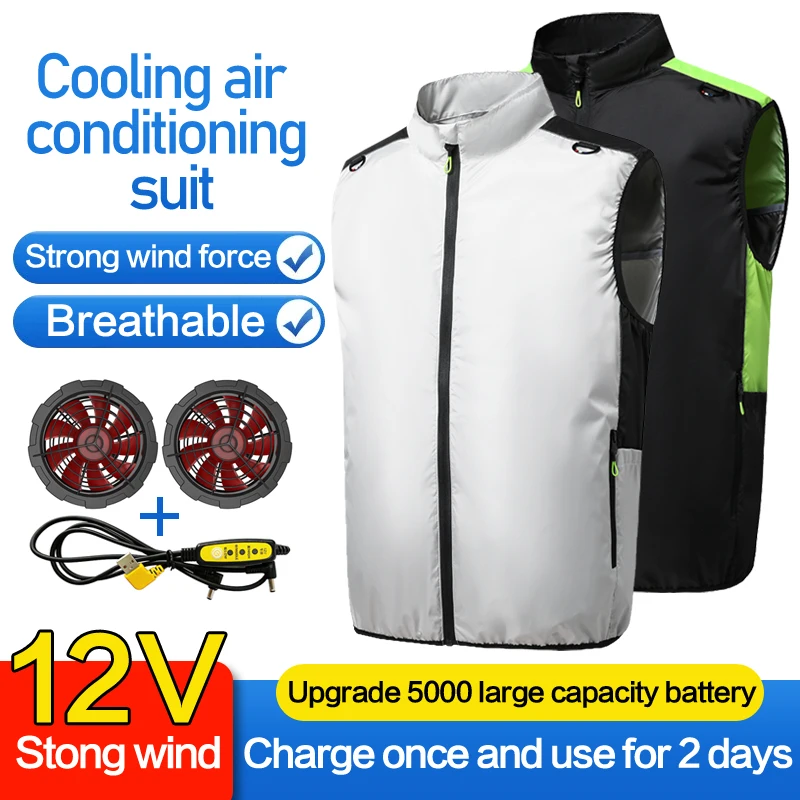Summer Fan Clothes Air Conditioning Suits Cooling Jackets for Men and Women, Charging Vests for Cooling, Outdoor Sun Protection