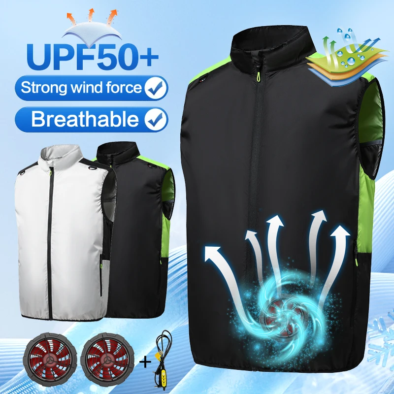 Summer Fan Clothes Air Conditioning Suits Cooling Jackets for Men and Women, Charging Vests for Cooling, Outdoor Sun Protection