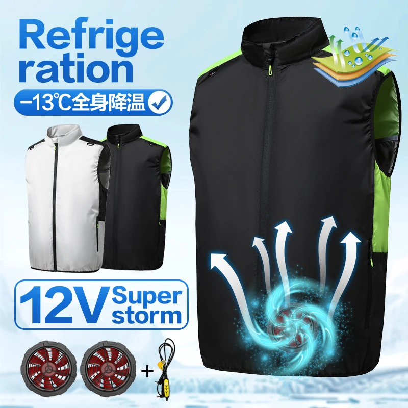 Summer Fan Clothes Air Conditioning Suits Cooling Jackets for Men and Women, Charging Vests for Cooling, Outdoor Sun Protection