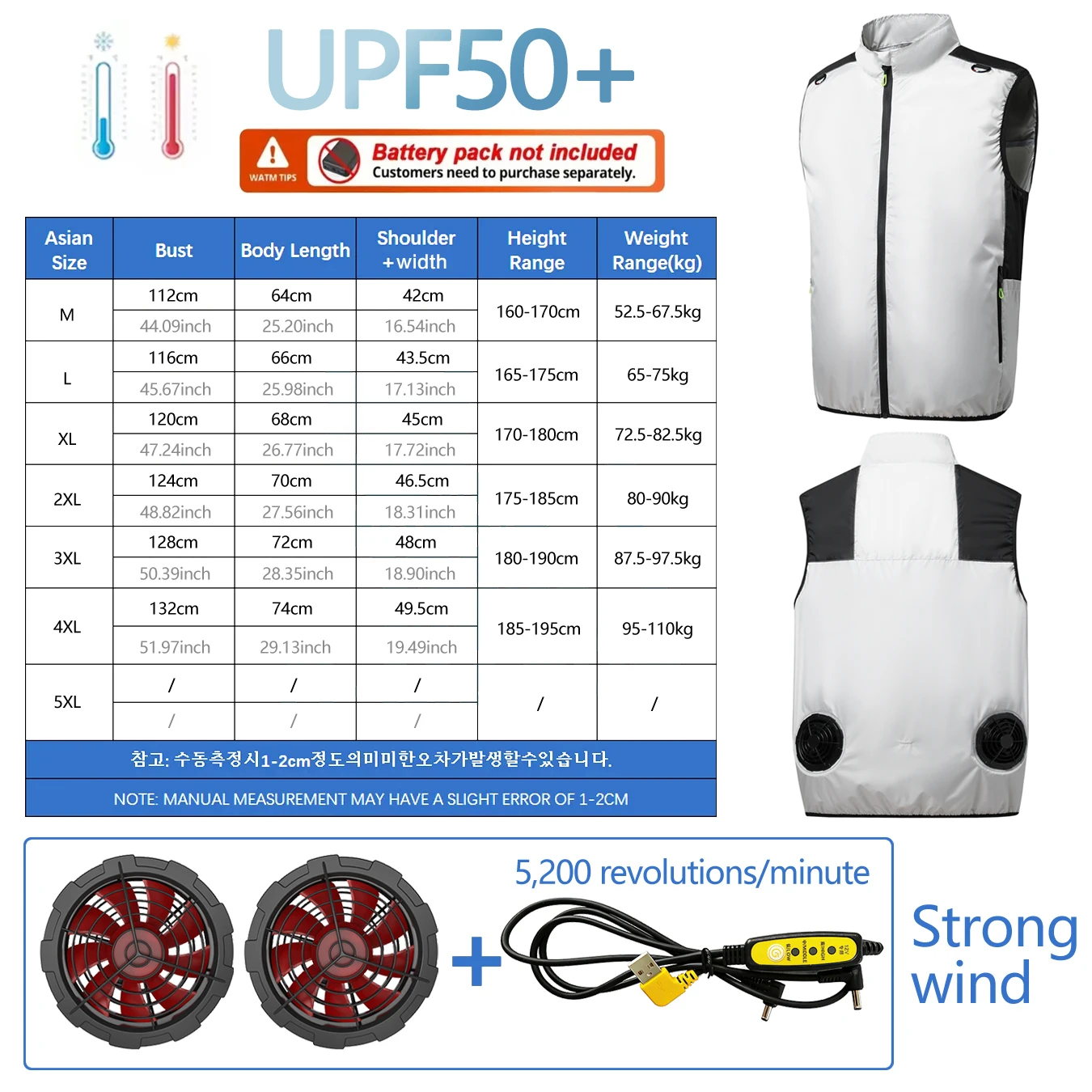 Summer Fan Clothes Air Conditioning Suits Cooling Jackets for Men and Women, Charging Vests for Cooling, Outdoor Sun Protection