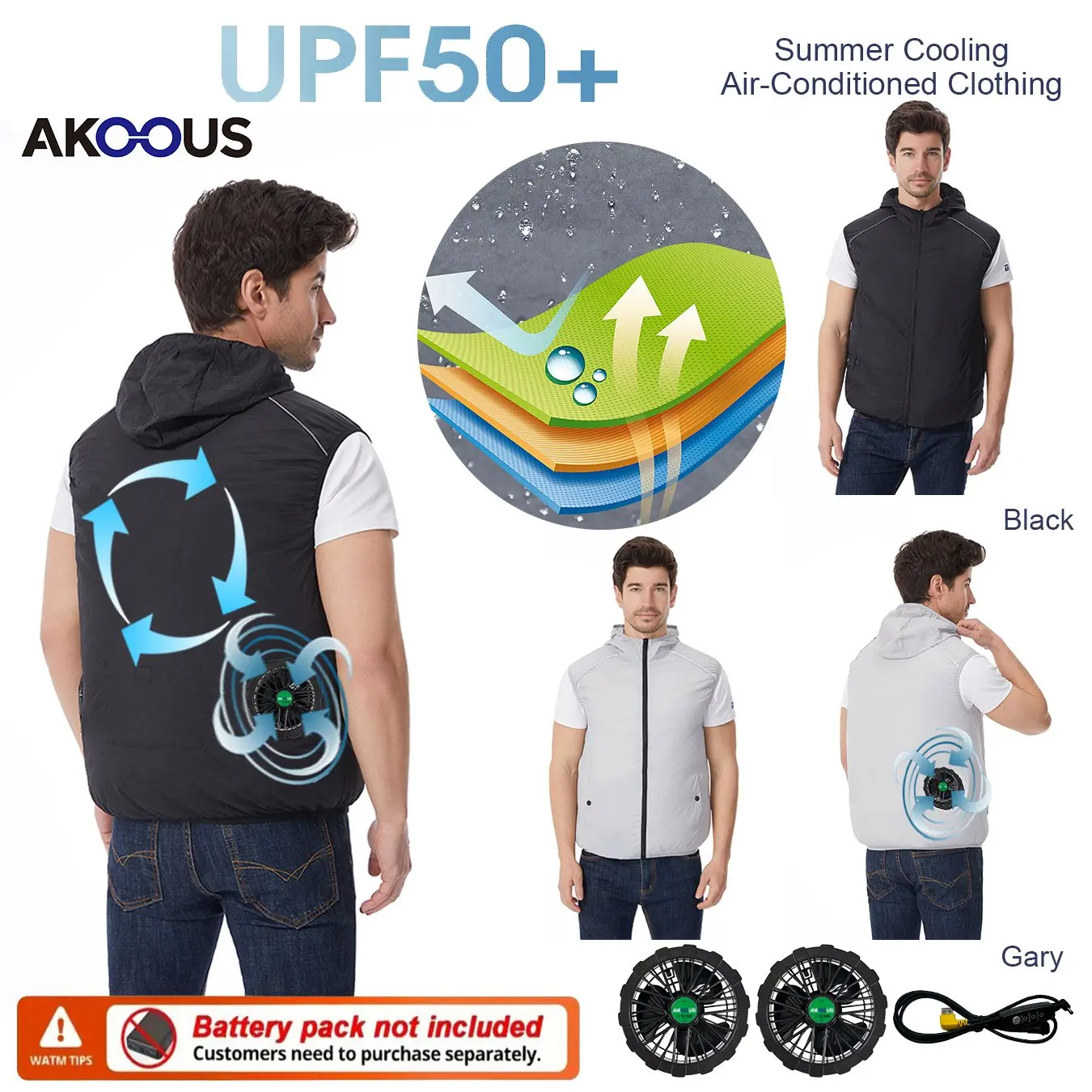 12V/5V USB Unisex 3 Wind Speed Cooling Fan Vest Lightweight Sleeveless Air Conditioned Vest Summer Outdoor Work Clothes