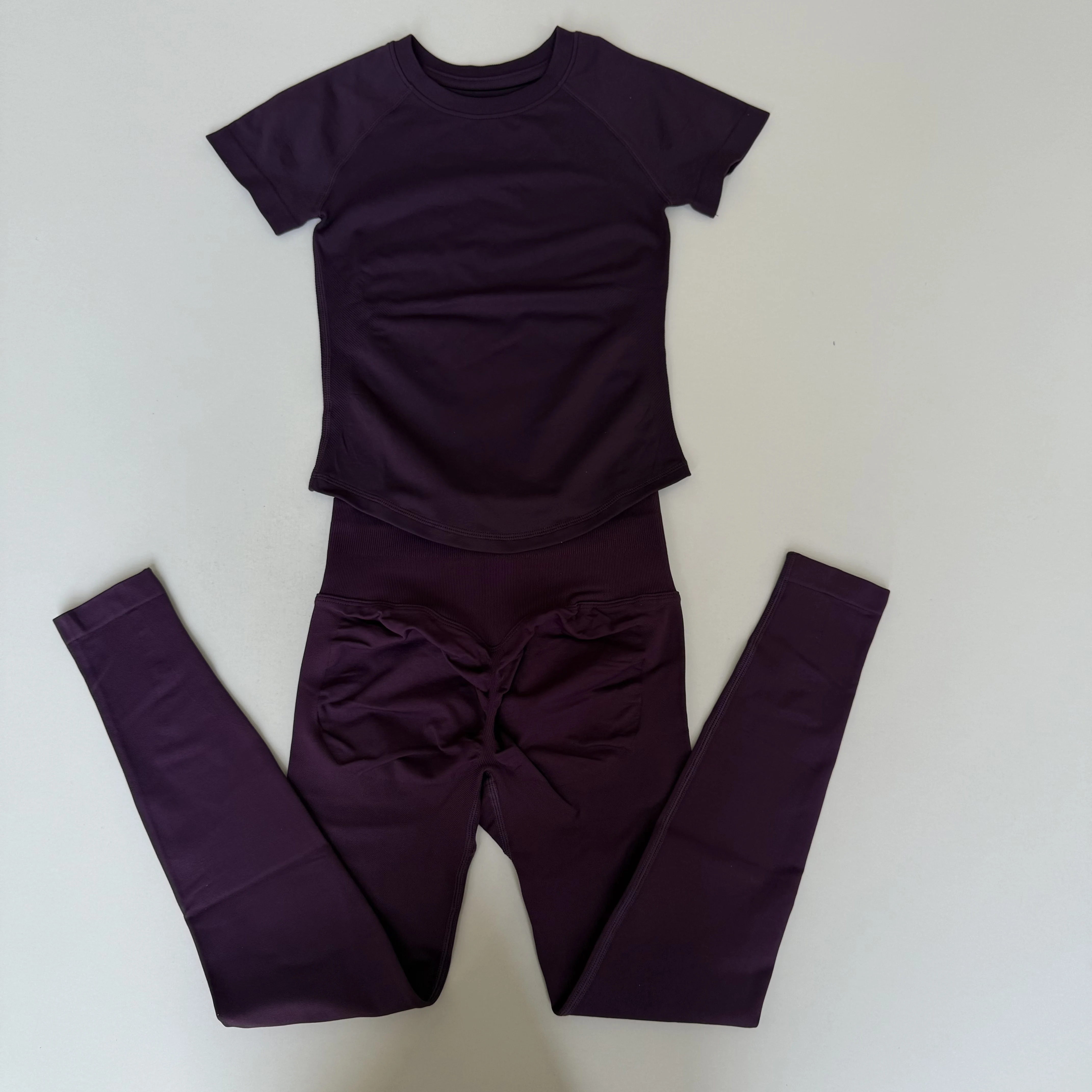 2 Pcs Sports Gym Sets Short Sleeve Seamless Yoga Clothing Fitness Set Women Workout Running Sports Pants Leggings Suit