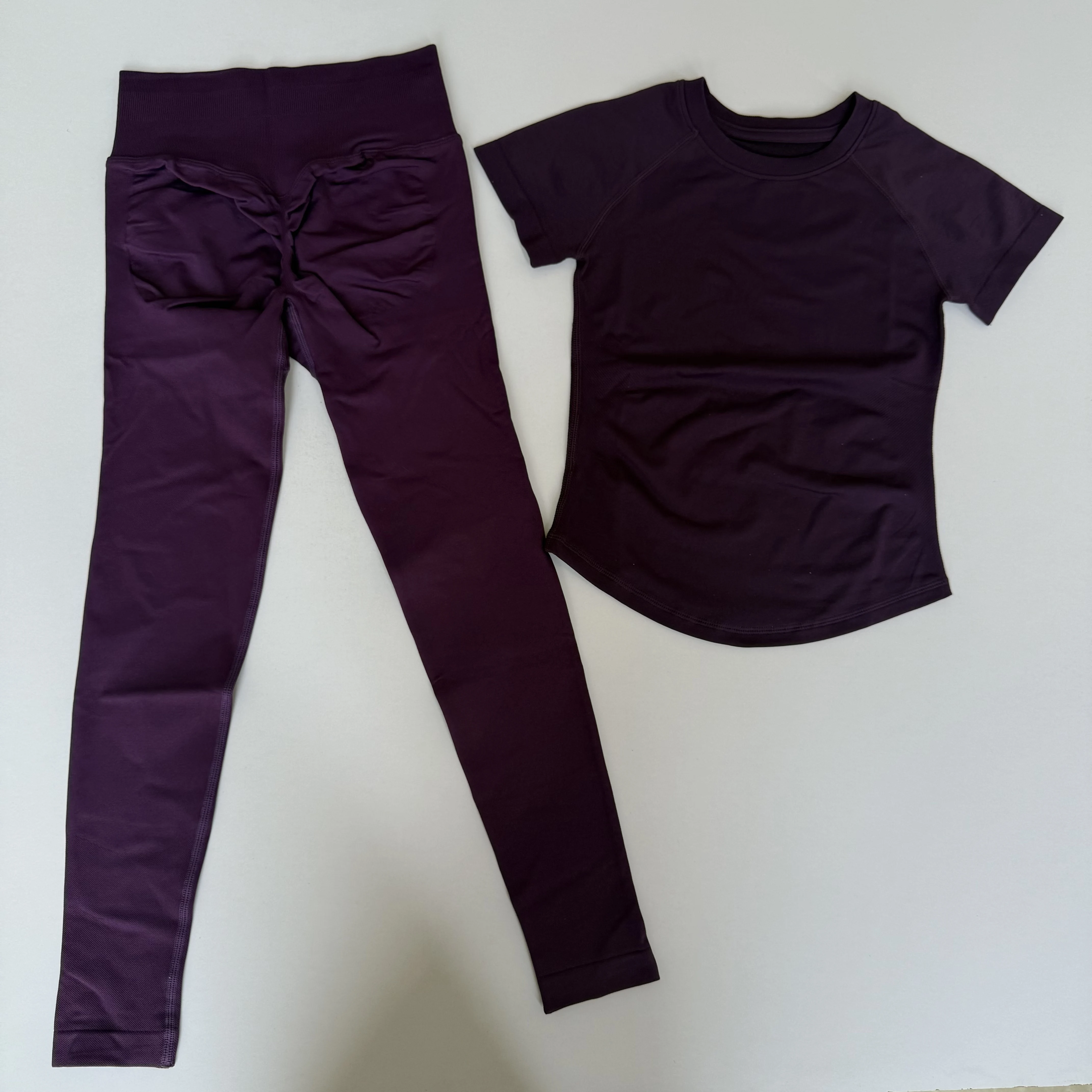 2 Pcs Sports Gym Sets Short Sleeve Seamless Yoga Clothing Fitness Set Women Workout Running Sports Pants Leggings Suit