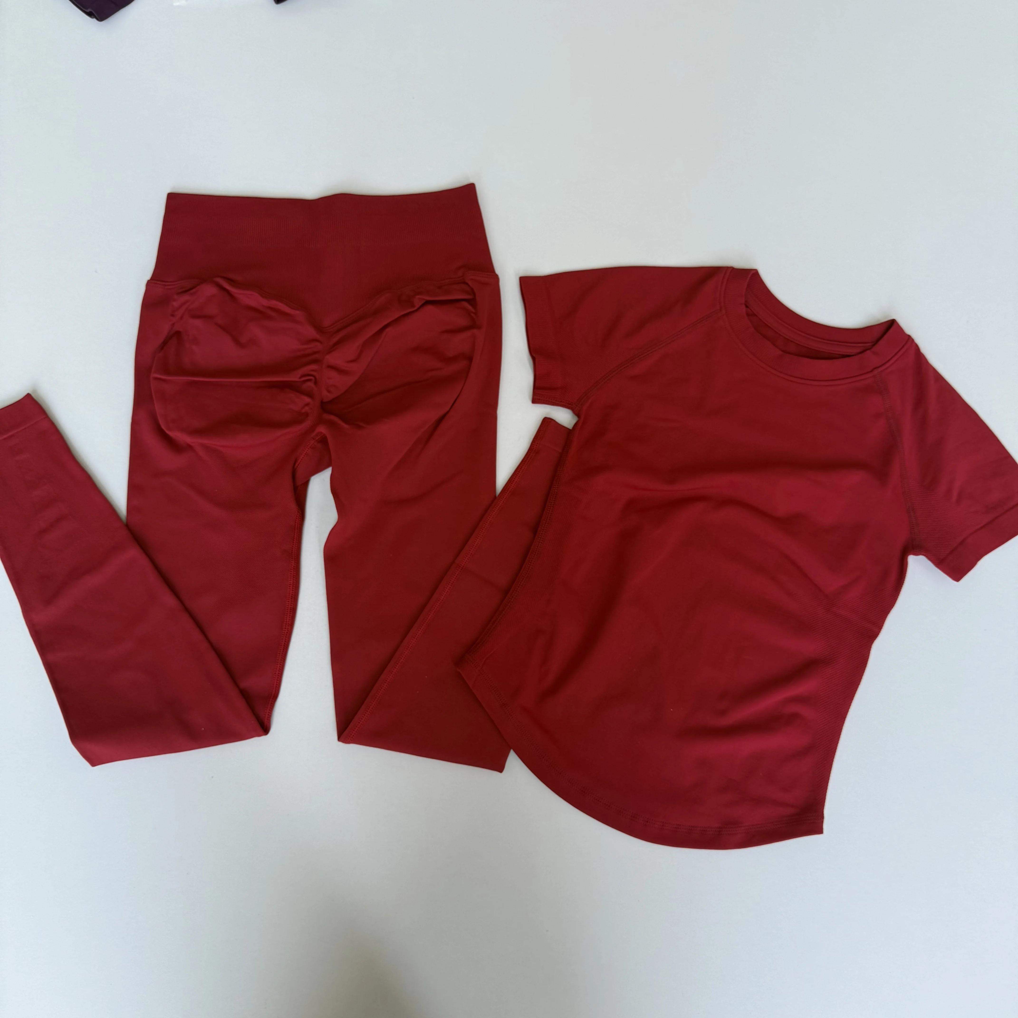 2 Pcs Sports Gym Sets Short Sleeve Seamless Yoga Clothing Fitness Set Women Workout Running Sports Pants Leggings Suit