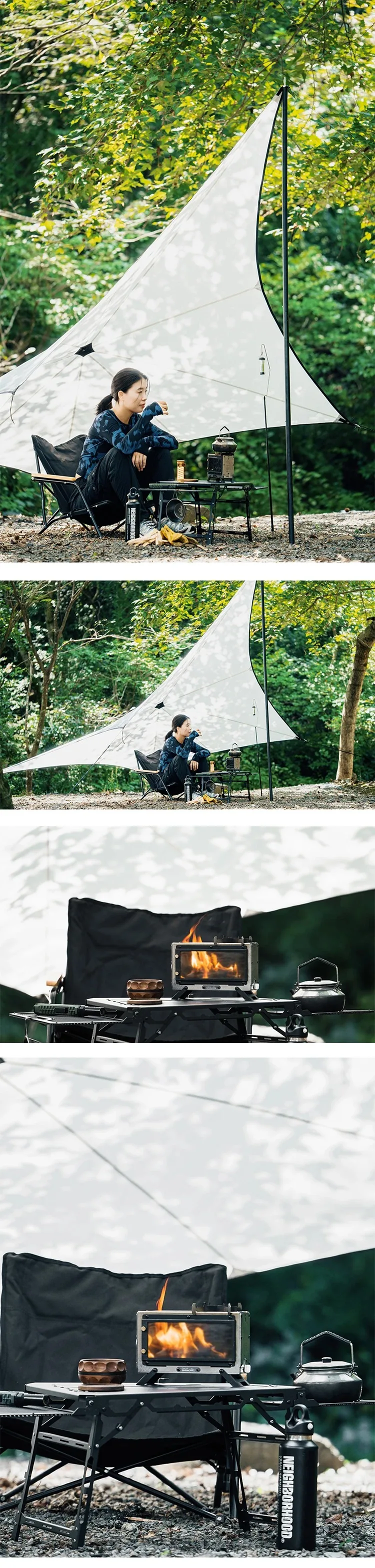 Goout Springhill Wood Stove Portable Firewood Square Stove Stainless Steel Outdoor Fire Heater Stove Picnic Hiking Camping