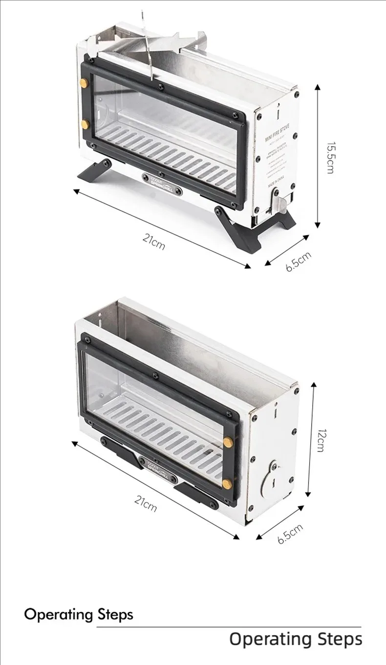 Goout Springhill Wood Stove Portable Firewood Square Stove Stainless Steel Outdoor Fire Heater Stove Picnic Hiking Camping