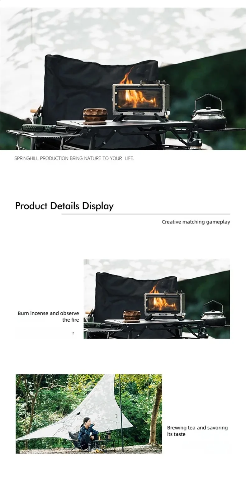 Goout Springhill Wood Stove Portable Firewood Square Stove Stainless Steel Outdoor Fire Heater Stove Picnic Hiking Camping
