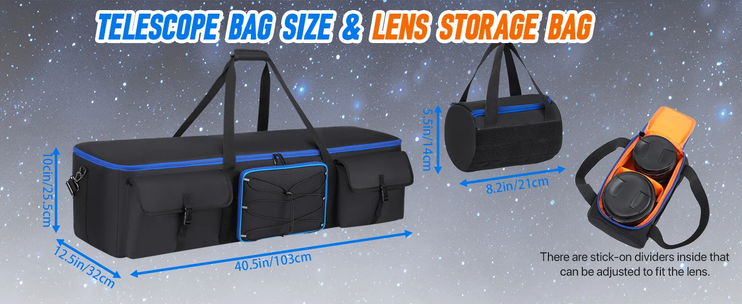 Large Telescope Bag 50 inch Telescope Carrying Case for Tripod Padded Telescope Storage Bag Telescope Accessories Carry Case
