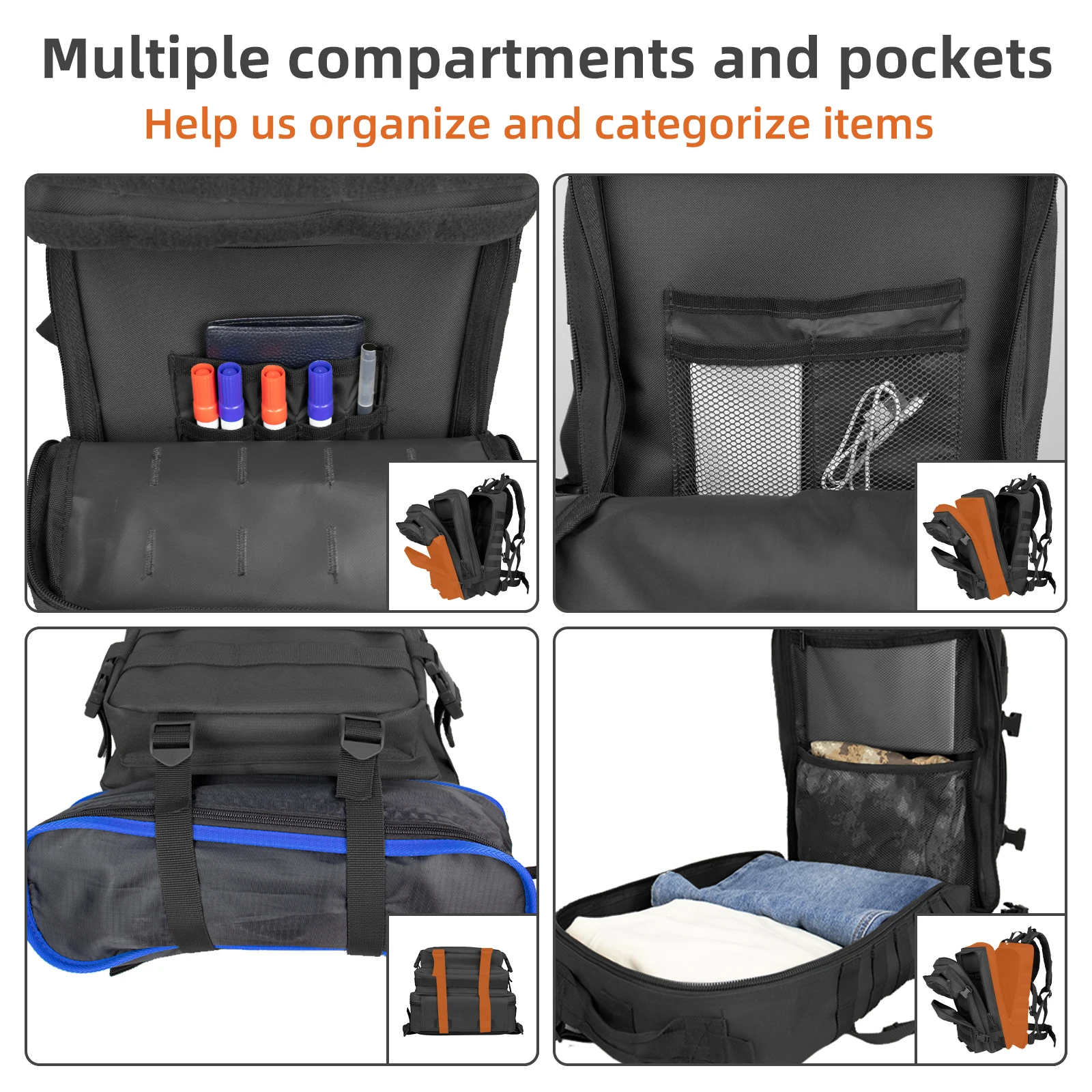 50L Tactical Backpack Large Capacity Outdoor Rucksack 3 Day Fitness Hiking Bag Hiking Camping Gear Backpacks