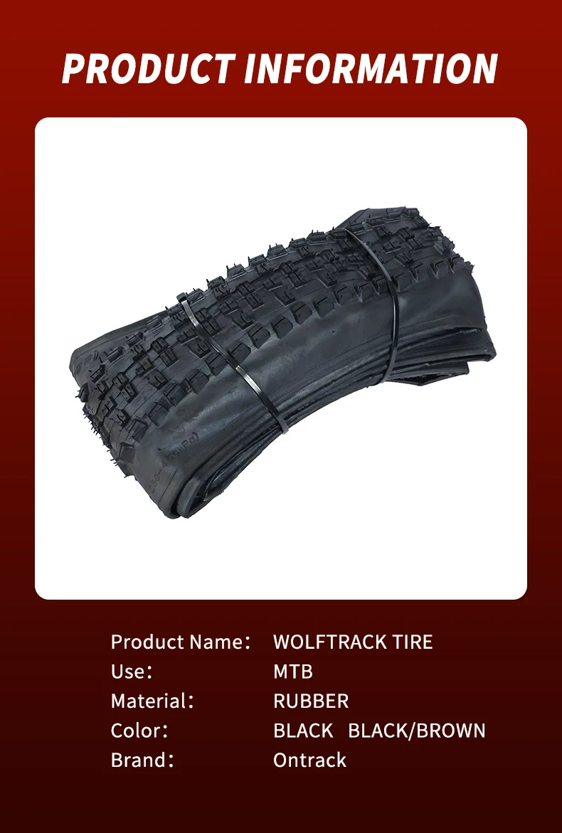 ONTRACK WOLFTRACK FOLDED TIRE 26 27.5 29X2.35 30TPI SKIN BLACK WALL AND BROWN WALL