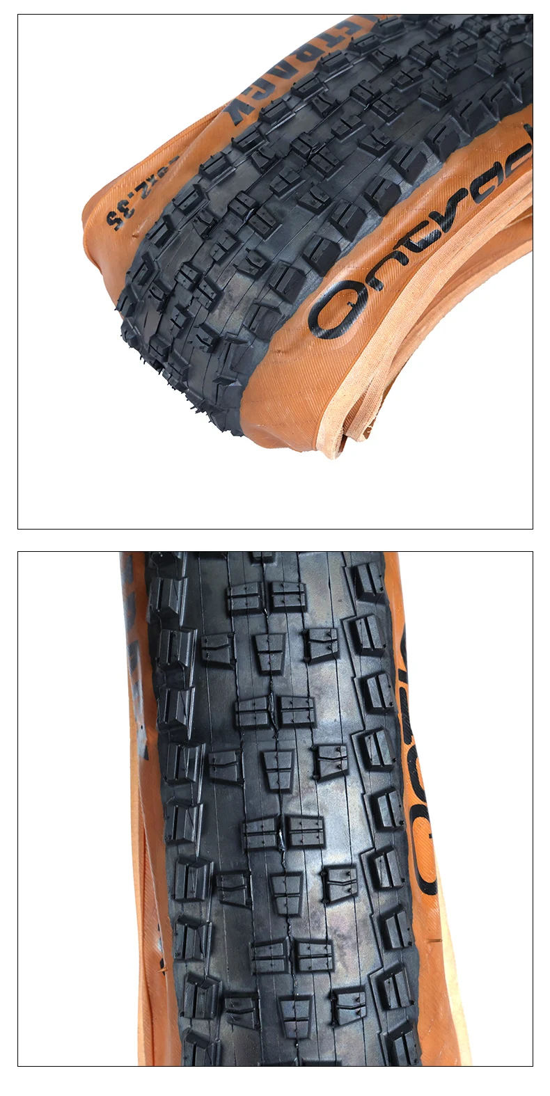 ONTRACK WOLFTRACK FOLDED TIRE 26 27.5 29X2.35 30TPI SKIN BLACK WALL AND BROWN WALL