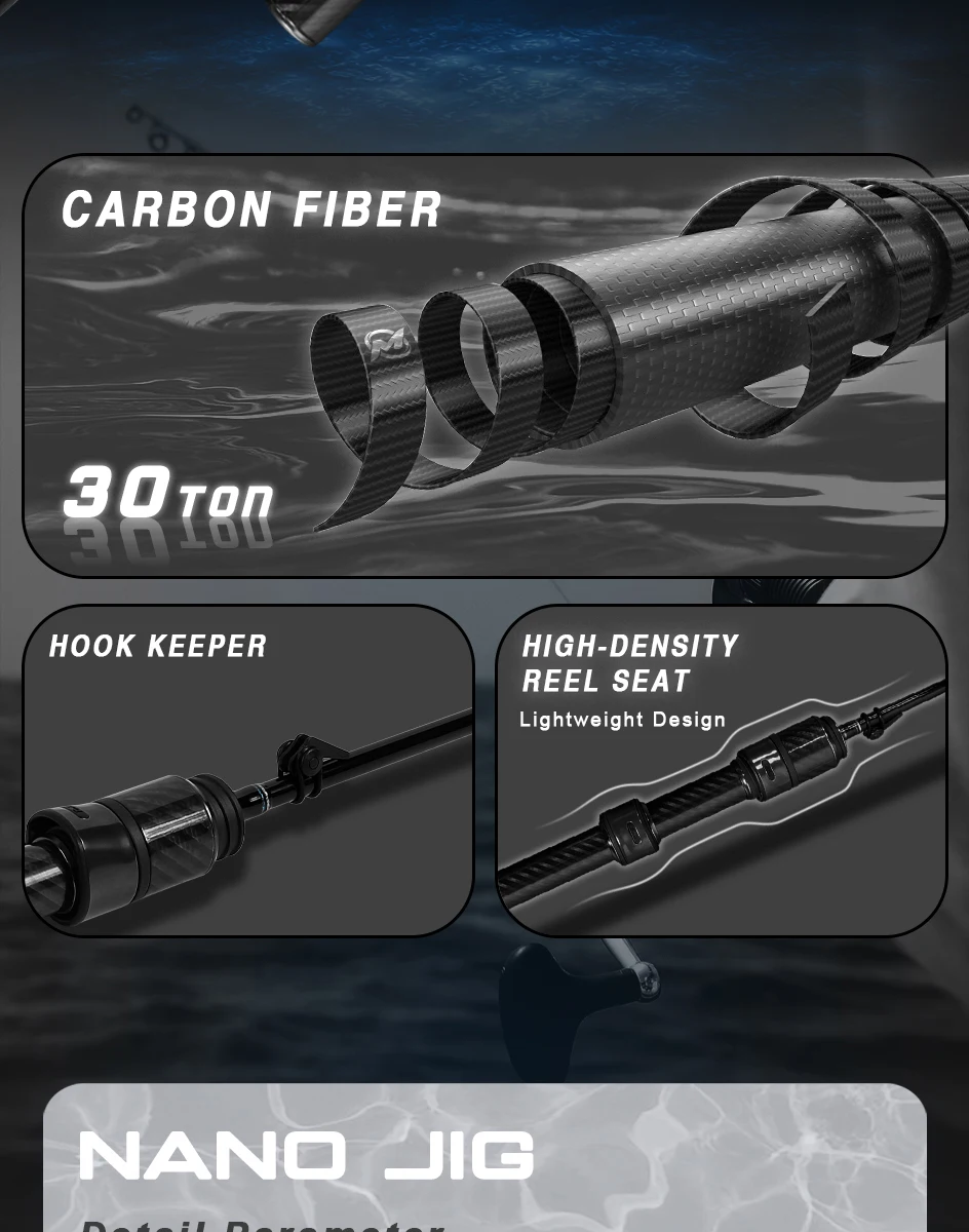 MIFINE NANO JIG Travel Spinning Rod 30T Lure 0.5-2g 1.68M/1.83M 4 Pieces Ultralight UL Fishing Rods for Freshwater Saltwater
