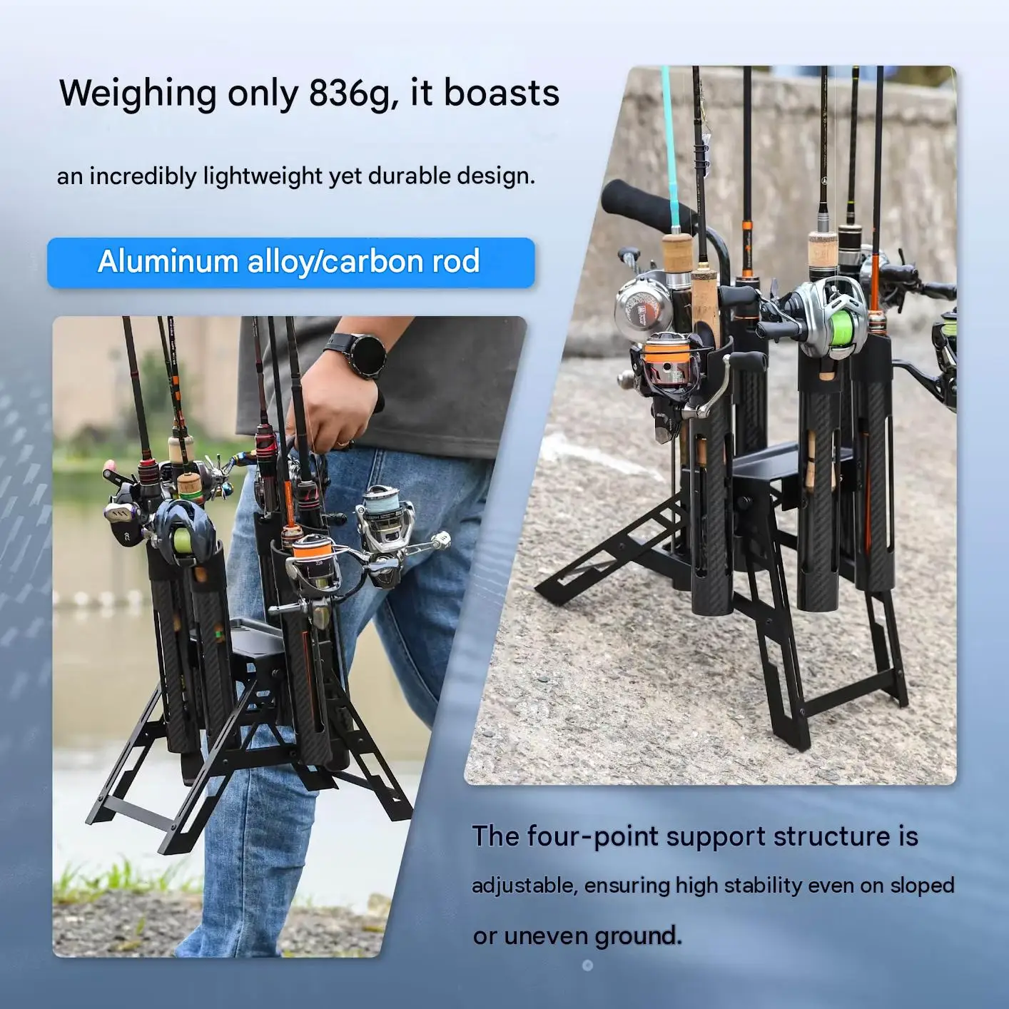 Gomexus P6 Rod Stand for Area Trout, Carbon, 6-Piece Storage Foldable New Others Condition