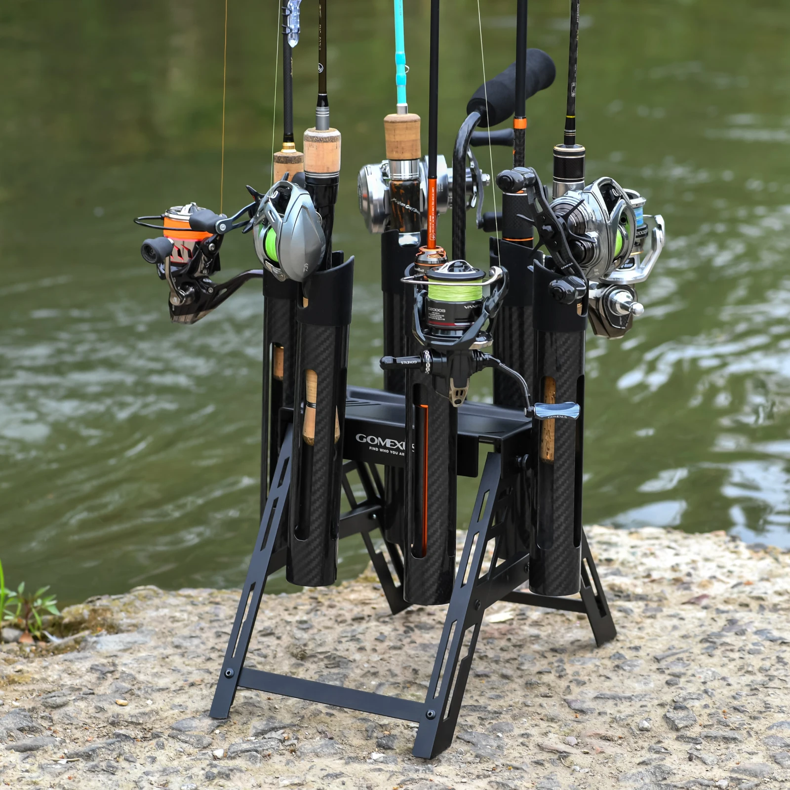 Gomexus P6 Rod Stand for Area Trout, Carbon, 6-Piece Storage Foldable New Others Condition