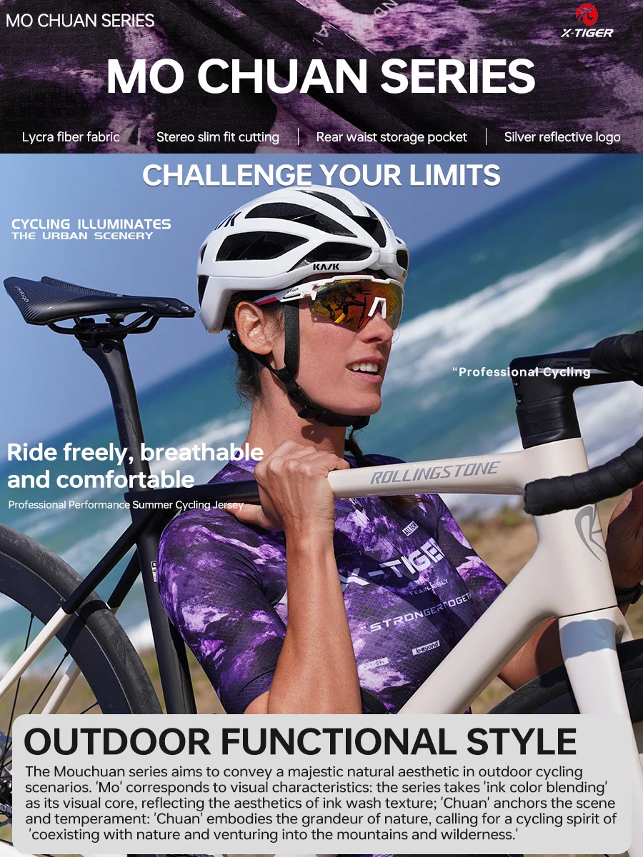 X-TIGER Women's Cycling Jersey Summer Slim Fit Breathable Quick-drying Cycling Jersey Mountain Road Bicycle Pro Cycling Jersey
