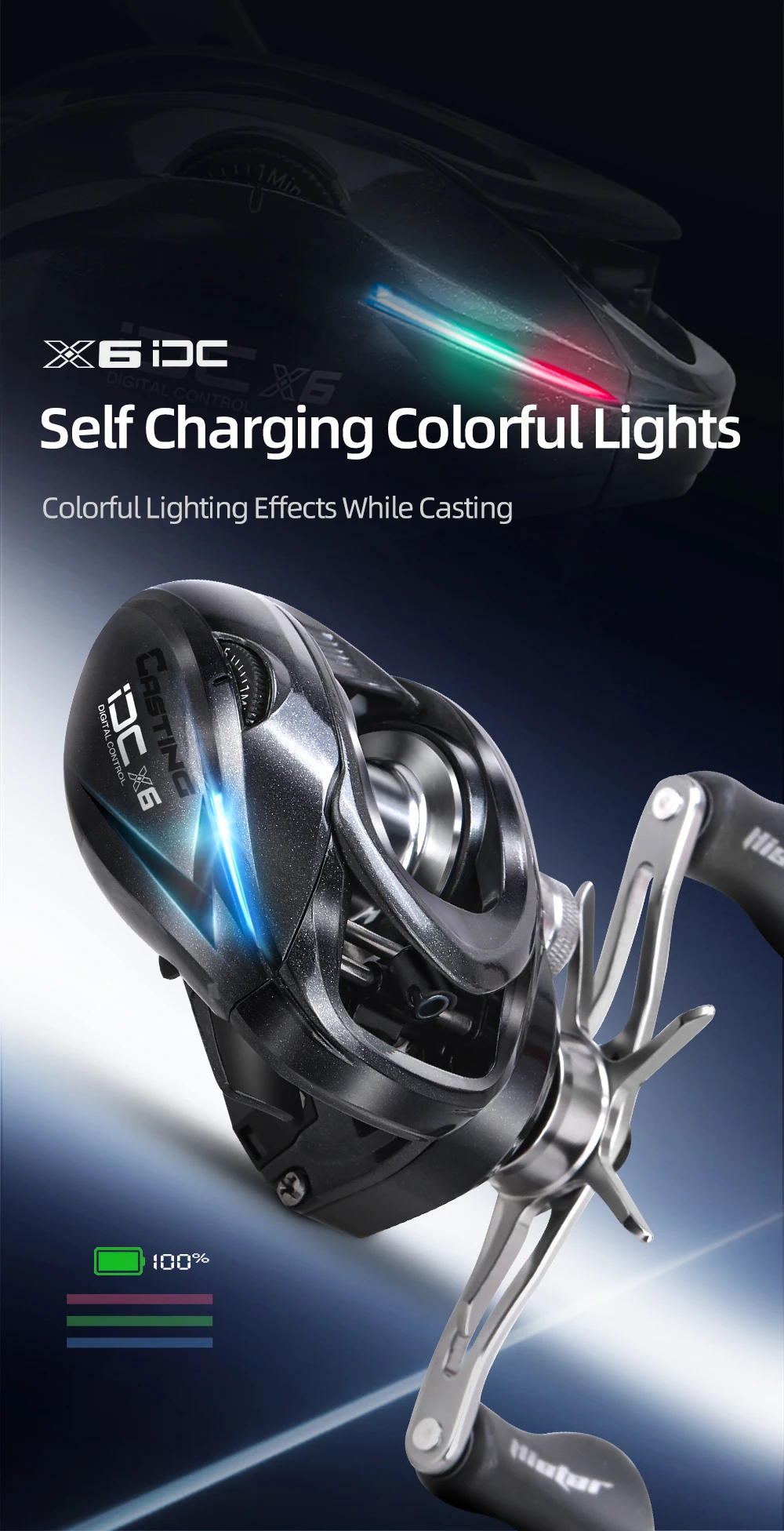HASIDA X6 DC Baitcasting Reel with IDC Digital Brake System Anti-Backlash Casting Reel Carbon Frame Lightweight Fishing Reel
