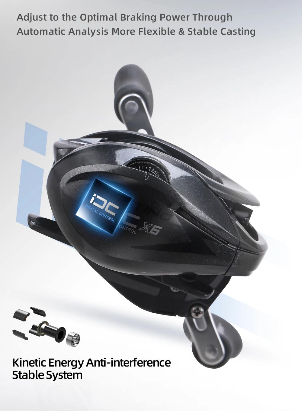HASIDA X6 DC Baitcasting Reel with IDC Digital Brake System Anti-Backlash Casting Reel Carbon Frame Lightweight Fishing Reel