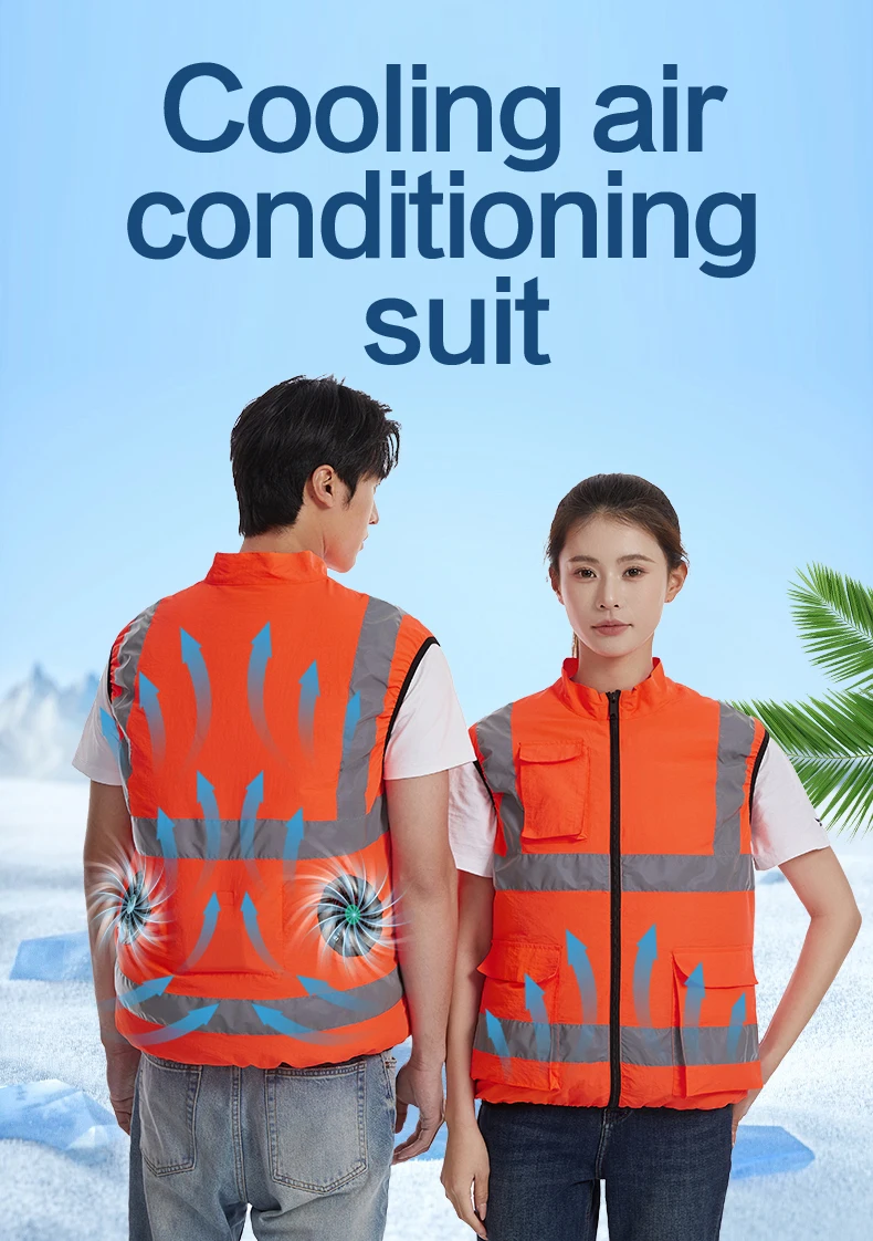 Summer Cooling Reflective Strip Jacket for Men and Women with Fan, Air Conditioning Suit, Charging Vest, Cooling and Sun Protect
