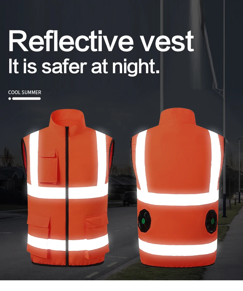 Summer Cooling Reflective Strip Jacket for Men and Women with Fan, Air Conditioning Suit, Charging Vest, Cooling and Sun Protect