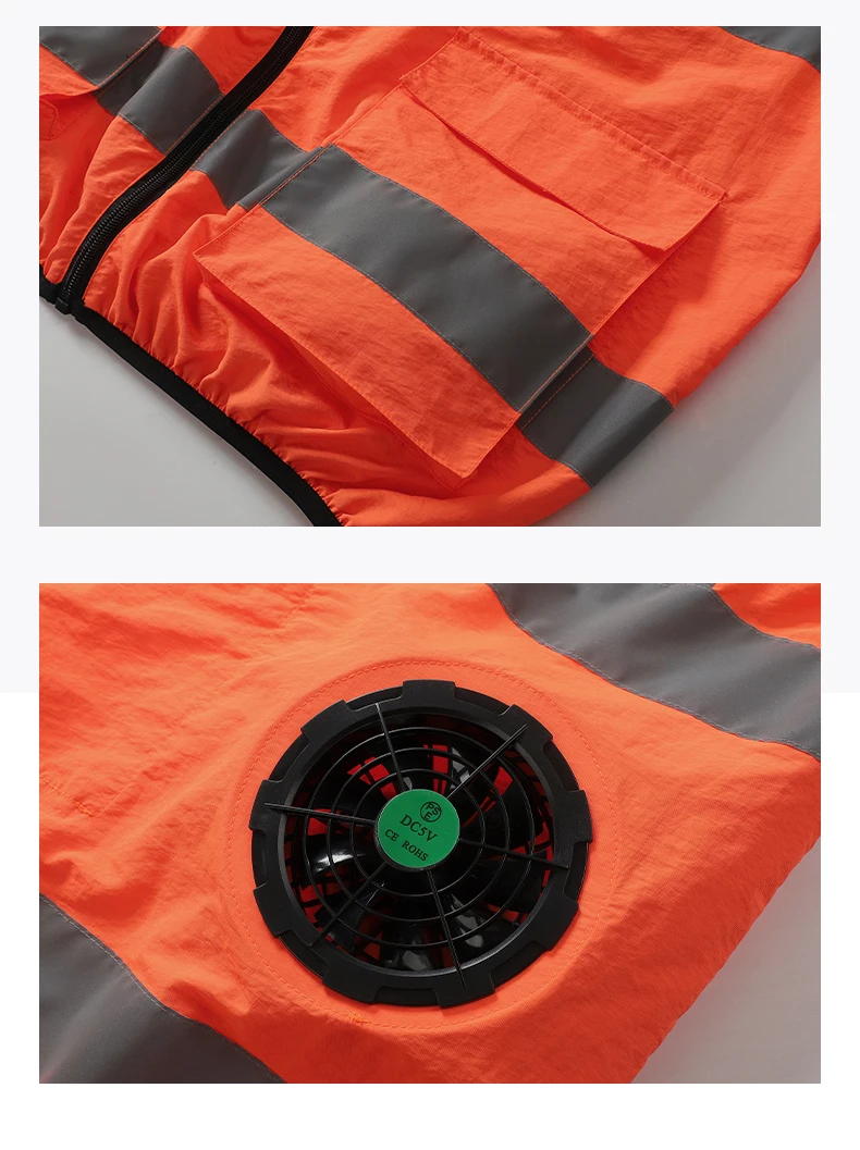 Summer Cooling Reflective Strip Jacket for Men and Women with Fan, Air Conditioning Suit, Charging Vest, Cooling and Sun Protect