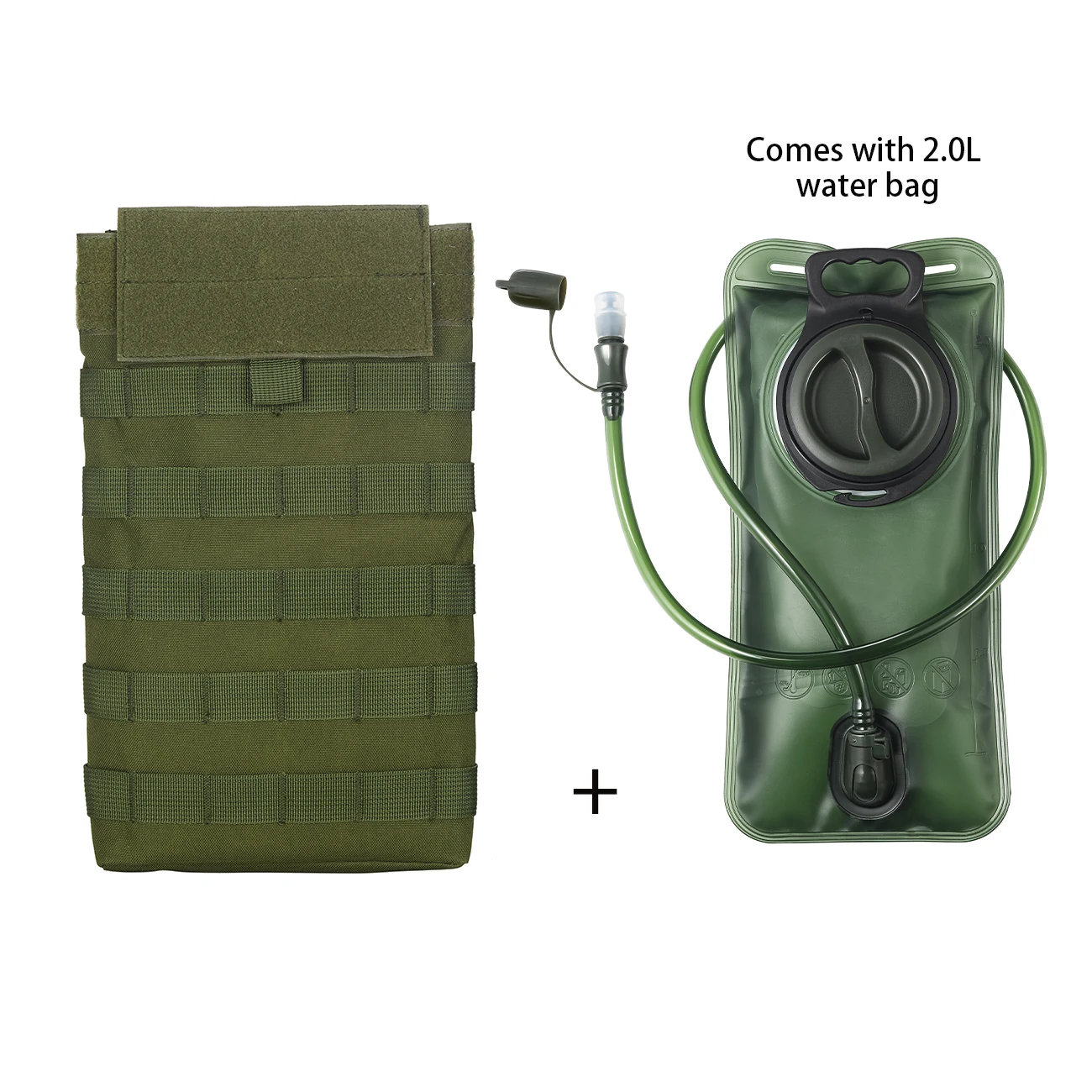 MOLLE Expansion System Accessories Water Bag Pack+2.0L Soft Water Bag Set Large Diameter Rotary Cap Bite Drinking Pipe