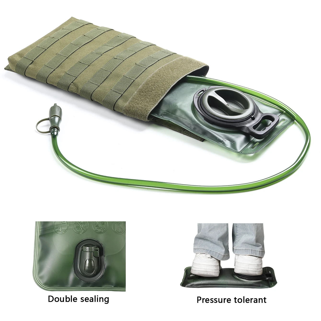 MOLLE Expansion System Accessories Water Bag Pack+2.0L Soft Water Bag Set Large Diameter Rotary Cap Bite Drinking Pipe