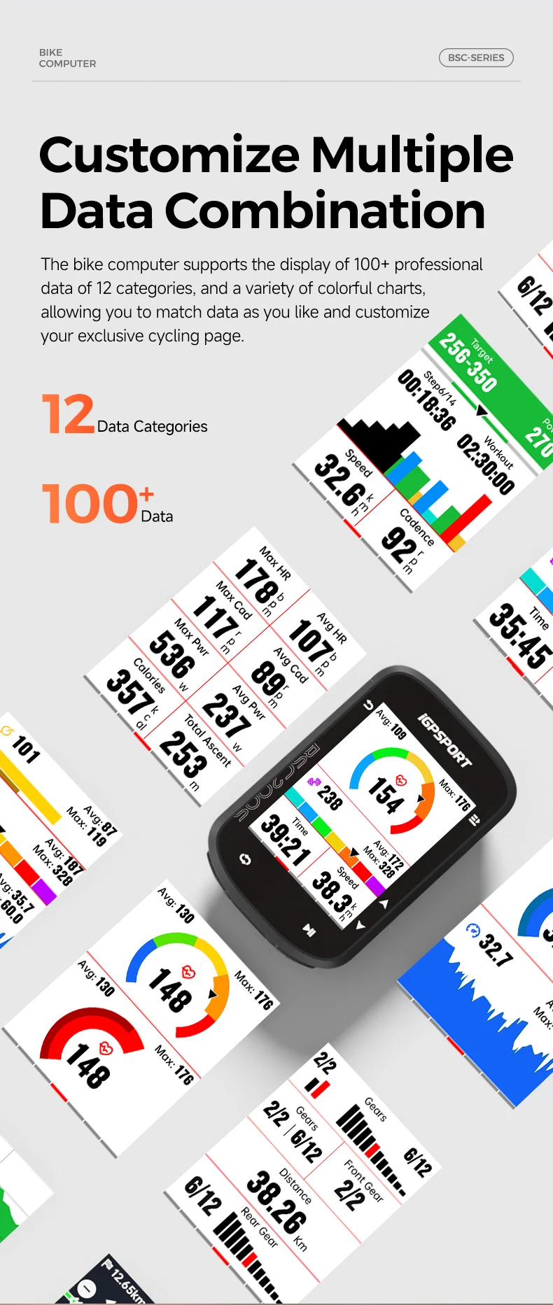 iGPSPORT BSC200S GPS Bike Computer 2.4" Colorful Screen Wireless Bicycle Speedometer Cycling Odometer Bluetooth Ant