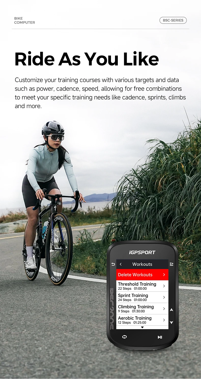iGPSPORT BSC200S GPS Bike Computer 2.4" Colorful Screen Wireless Bicycle Speedometer Cycling Odometer Bluetooth Ant