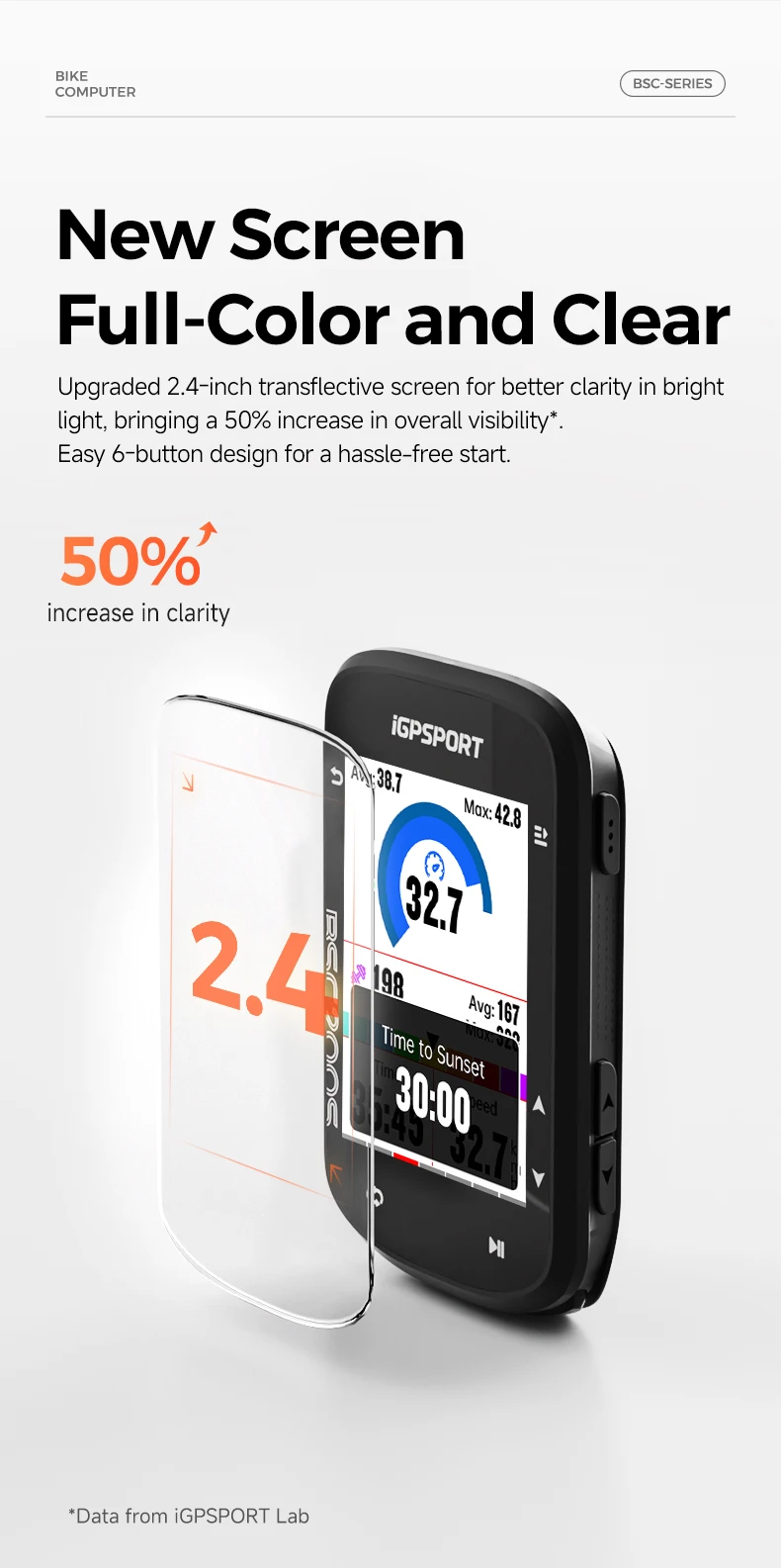 iGPSPORT BSC200S GPS Bike Computer 2.4" Colorful Screen Wireless Bicycle Speedometer Cycling Odometer Bluetooth Ant