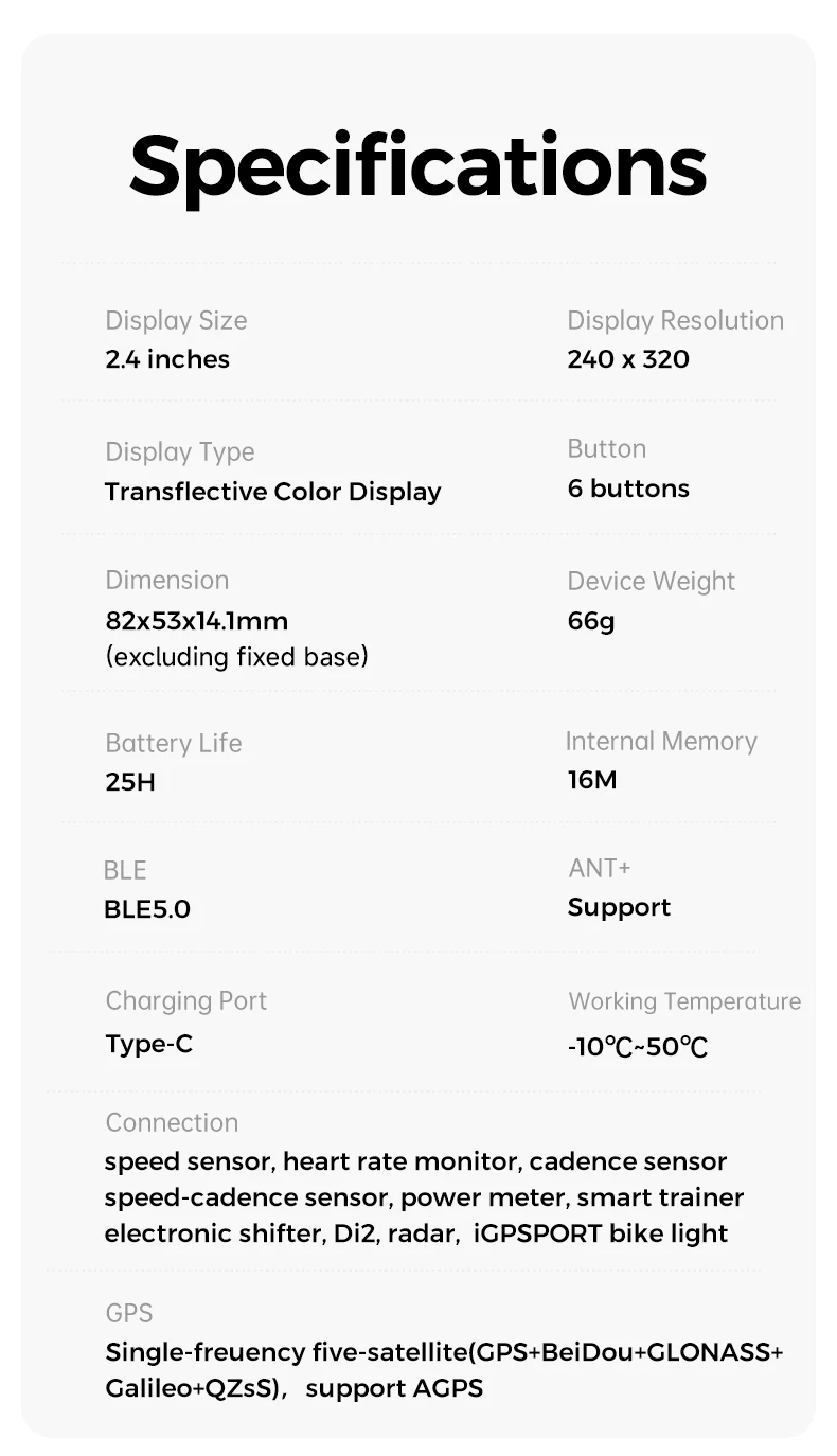 iGPSPORT BSC200S GPS Bike Computer 2.4" Colorful Screen Wireless Bicycle Speedometer Cycling Odometer Bluetooth Ant