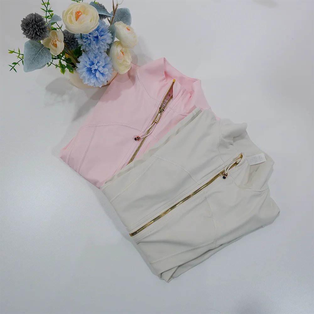 New Version Gold Zipper Slimming Jacket Yoga Stand Collar Coat Slim Fit Quick-Dry Sports Thin GoldThin Twilight Rose Gold Summer