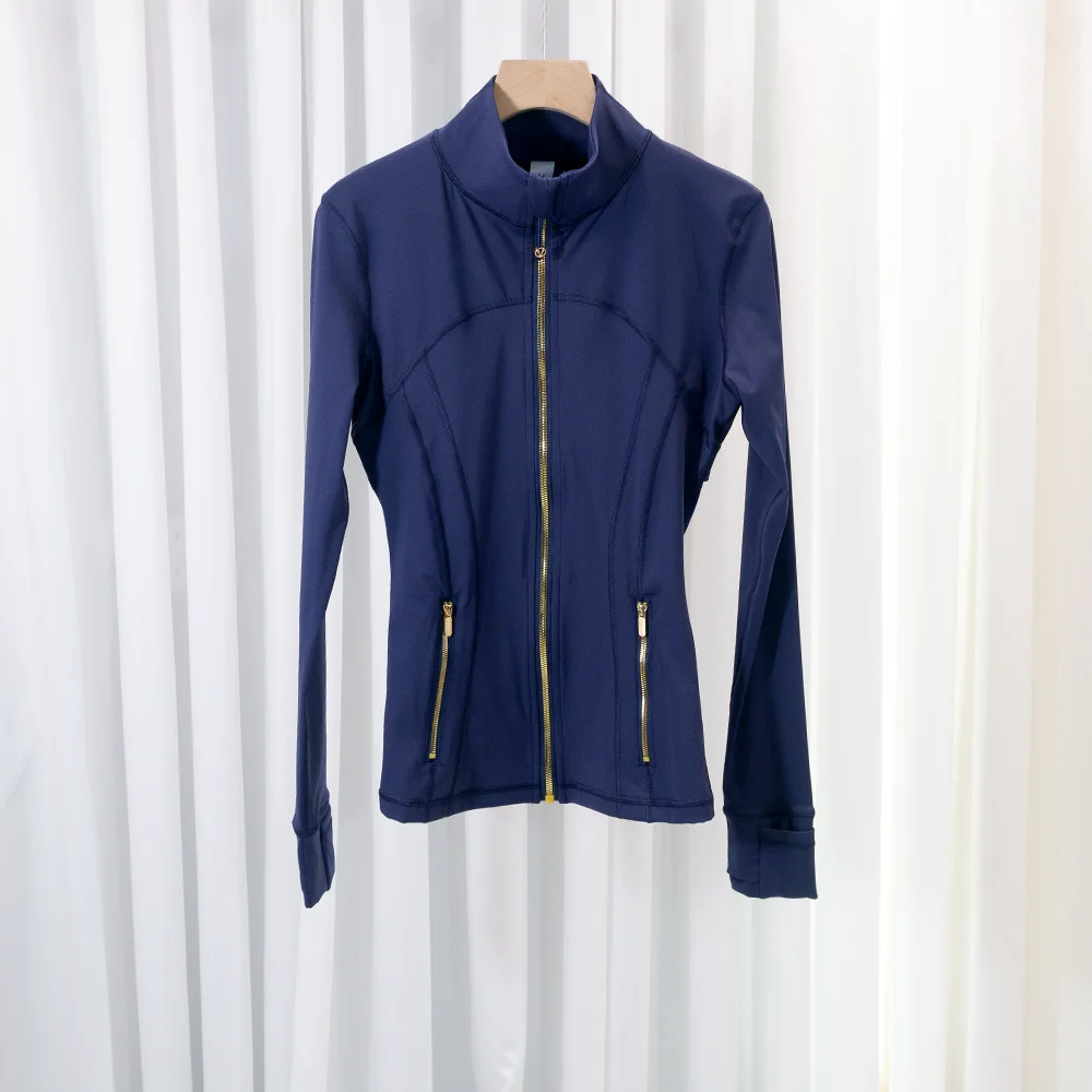 New Version Gold Zipper Slimming Jacket Yoga Stand Collar Coat Slim Fit Quick-Dry Sports Thin GoldThin Twilight Rose Gold Summer