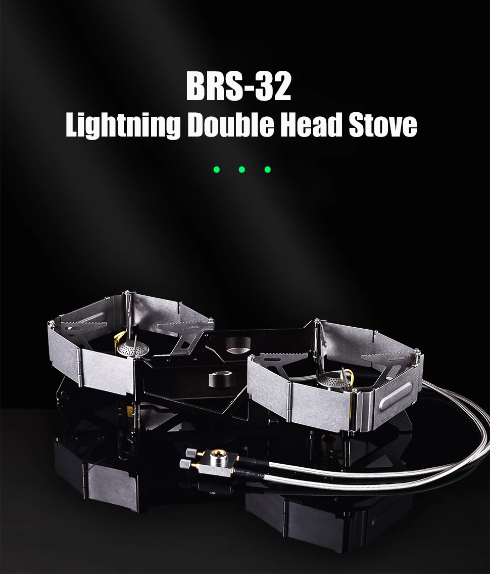 BRS-32 Foldable Camping Stove Portable Dual Head Burner Windproof Backpacking Furnace Free Adjustable Control Gas Stove Cookware