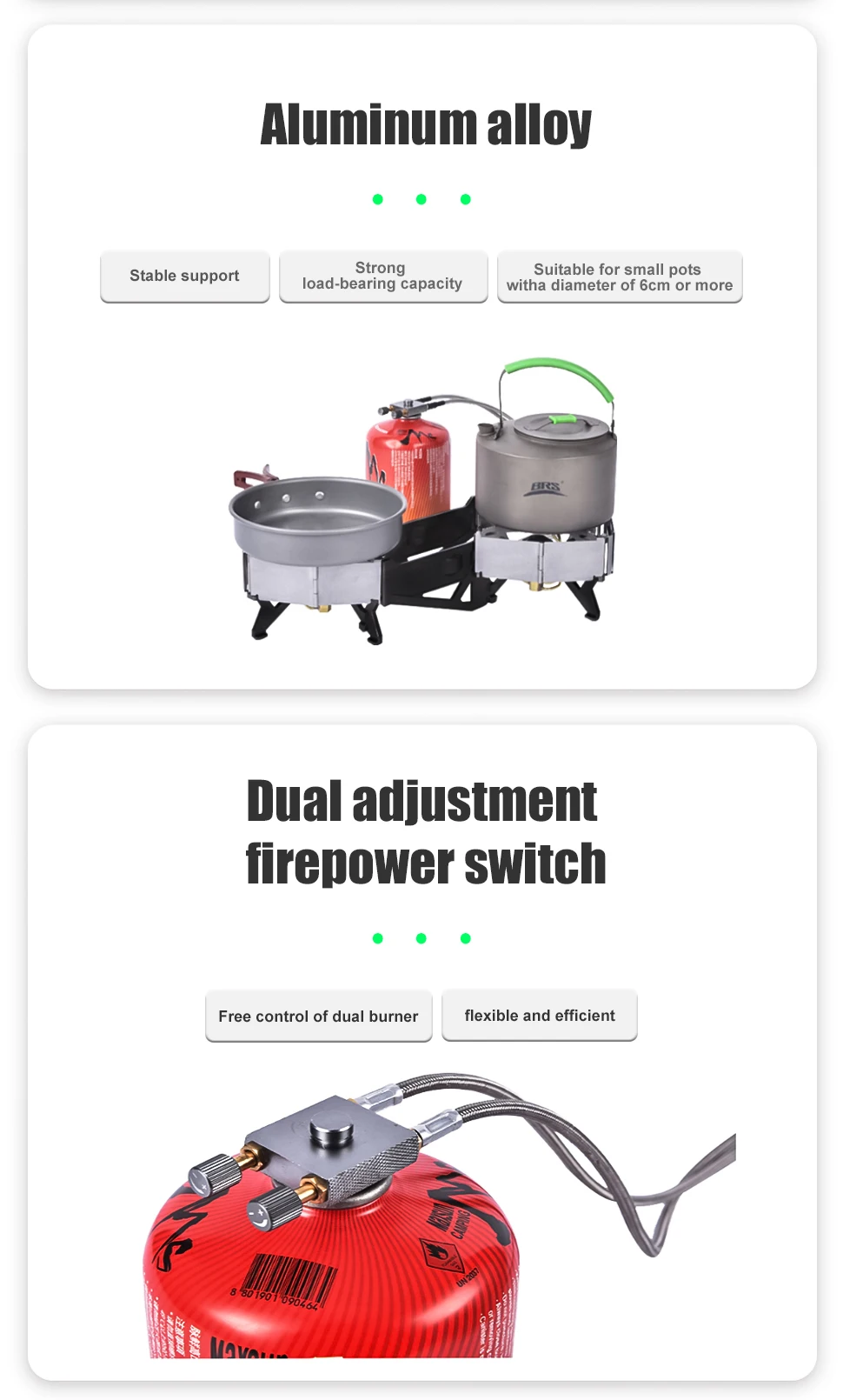 BRS-32 Foldable Camping Stove Portable Dual Head Burner Windproof Backpacking Furnace Free Adjustable Control Gas Stove Cookware