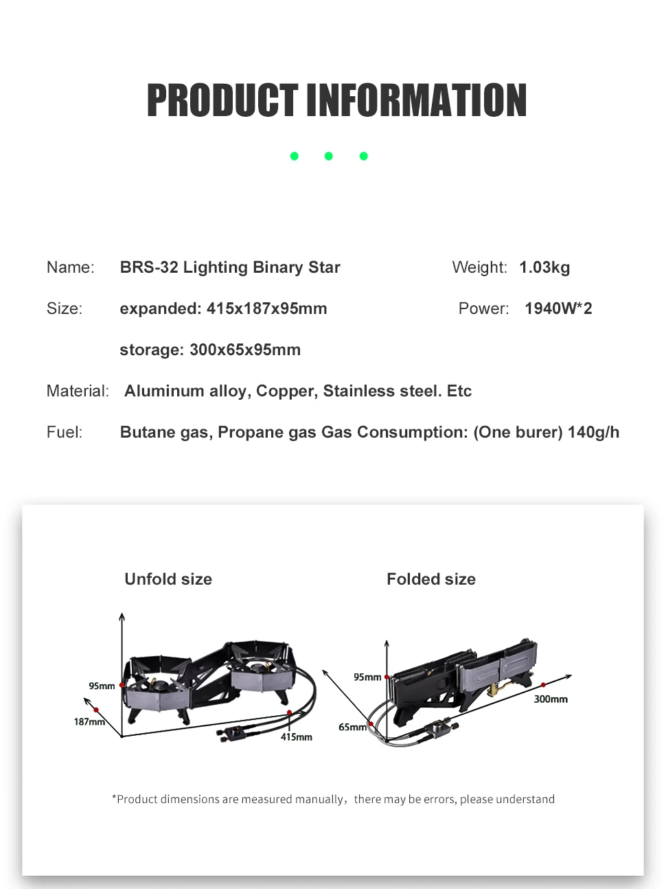BRS-32 Foldable Camping Stove Portable Dual Head Burner Windproof Backpacking Furnace Free Adjustable Control Gas Stove Cookware