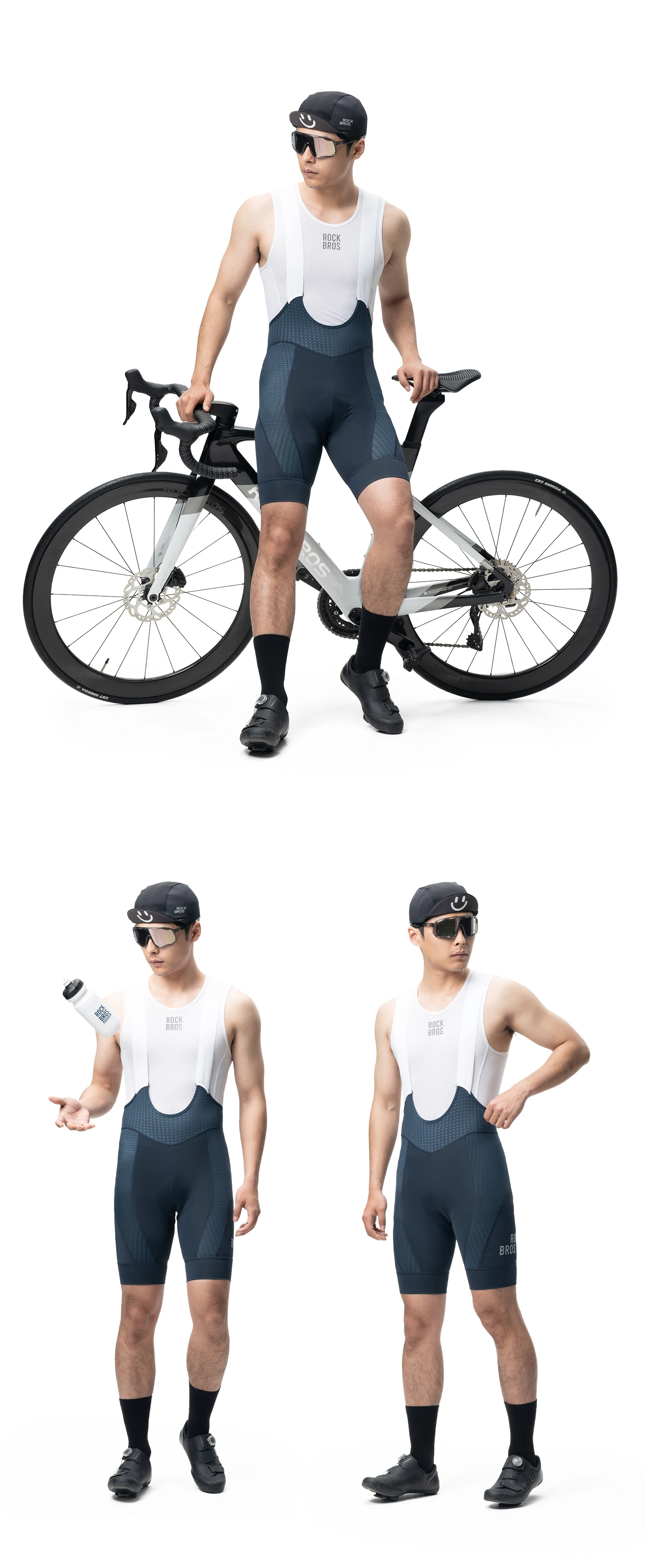 ROCKBROS Summer Cycling Bib Shorts Lightweight High Elastic Breathable Shorts Shock Absorption Sponge Cushion Pad Cycling Shorts